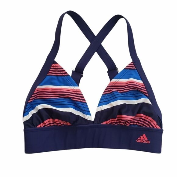 Adidas Bikini Top Triangle Blue and Pink Striped - Picture 2 of 10